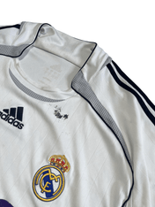 Fehér Adidas Real Madrid vintage focimez, sötétkék csíkokkal és foltokkal