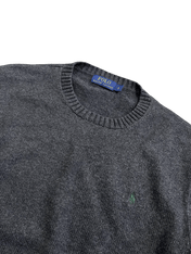Sötétszürke Ralph Lauren streetwear pulóver kereknyakú, hímzett logóval
