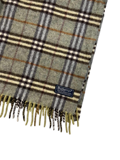 Klasszikus kockás gyapjú sál, Burberrys logóval, vintage streetwear kiegészítő