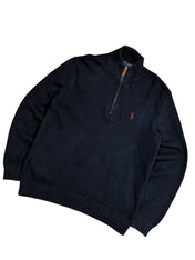 Polo Ralph Lauren Navy Quarter Zip Knit Pulover (M)