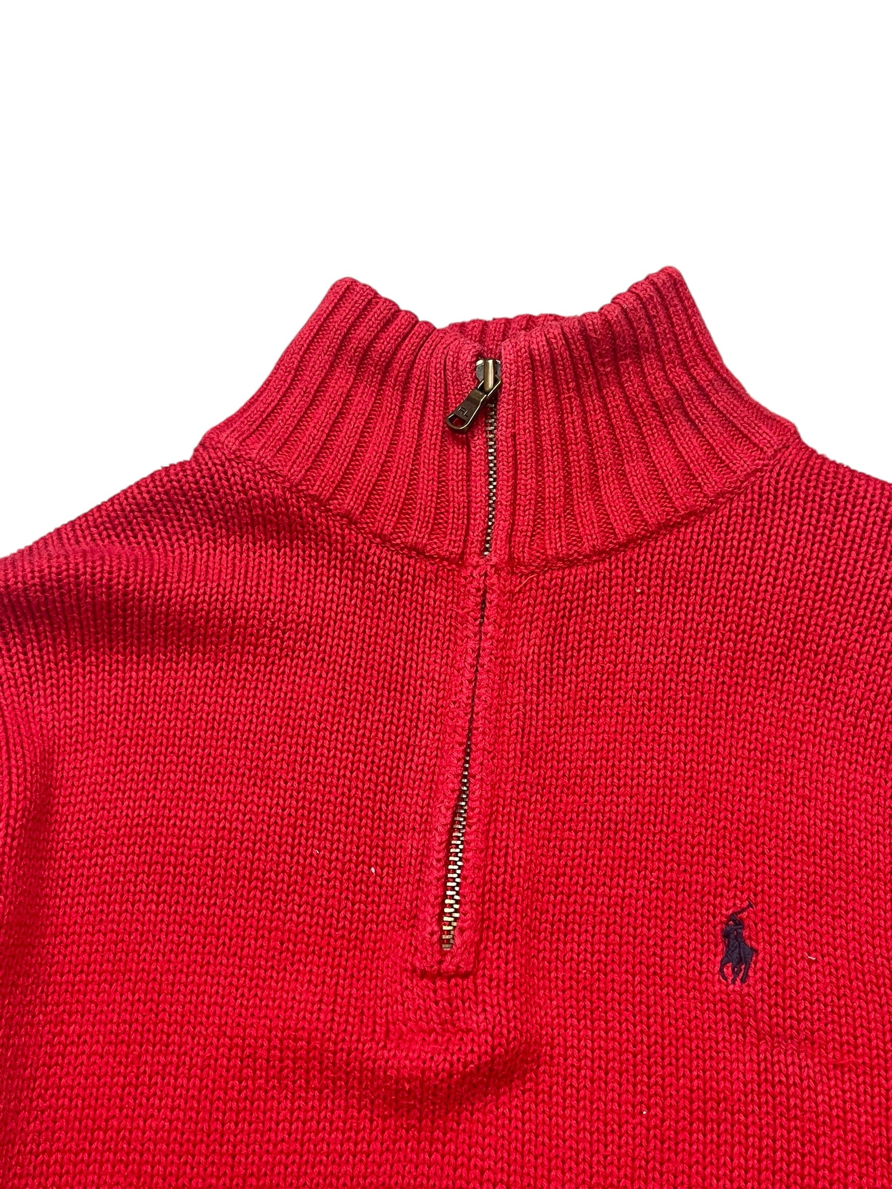 Polo Ralph Lauren Red Knitted Half Zip (Women S - Men XXS)