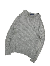Polo Ralph Lauren Grey Cable Knit Crewneck (XL)