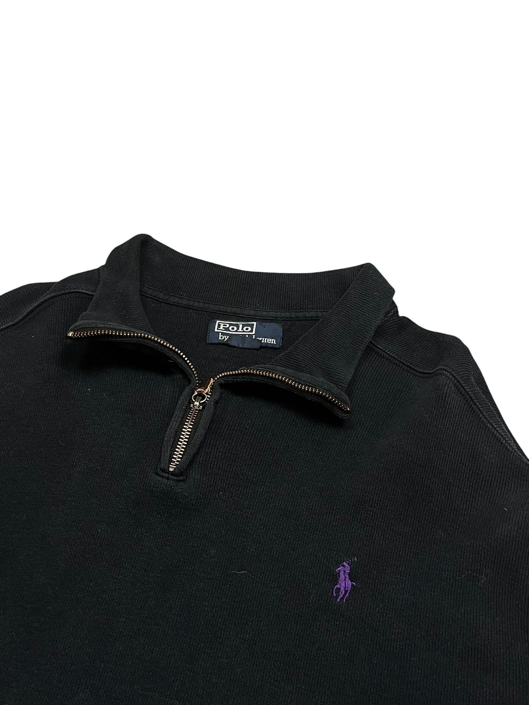 Polo Ralph Lauren Vintage Black Quarter Zip Pulover (XL)