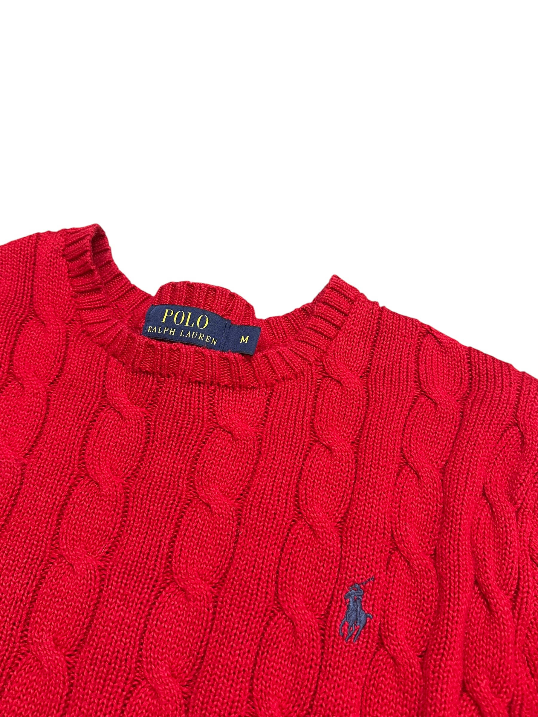 Polo Ralph Lauren Red Cable Knit Crewneck (M)