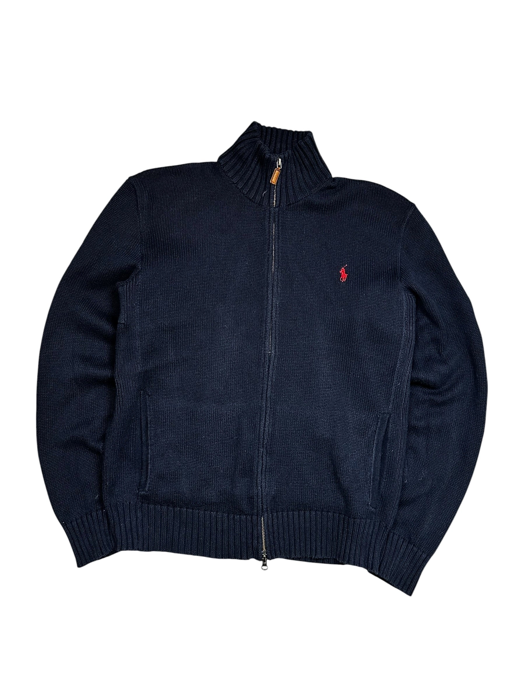 Polo Ralph Lauren Navy Full Zip Knit Pulover (M)