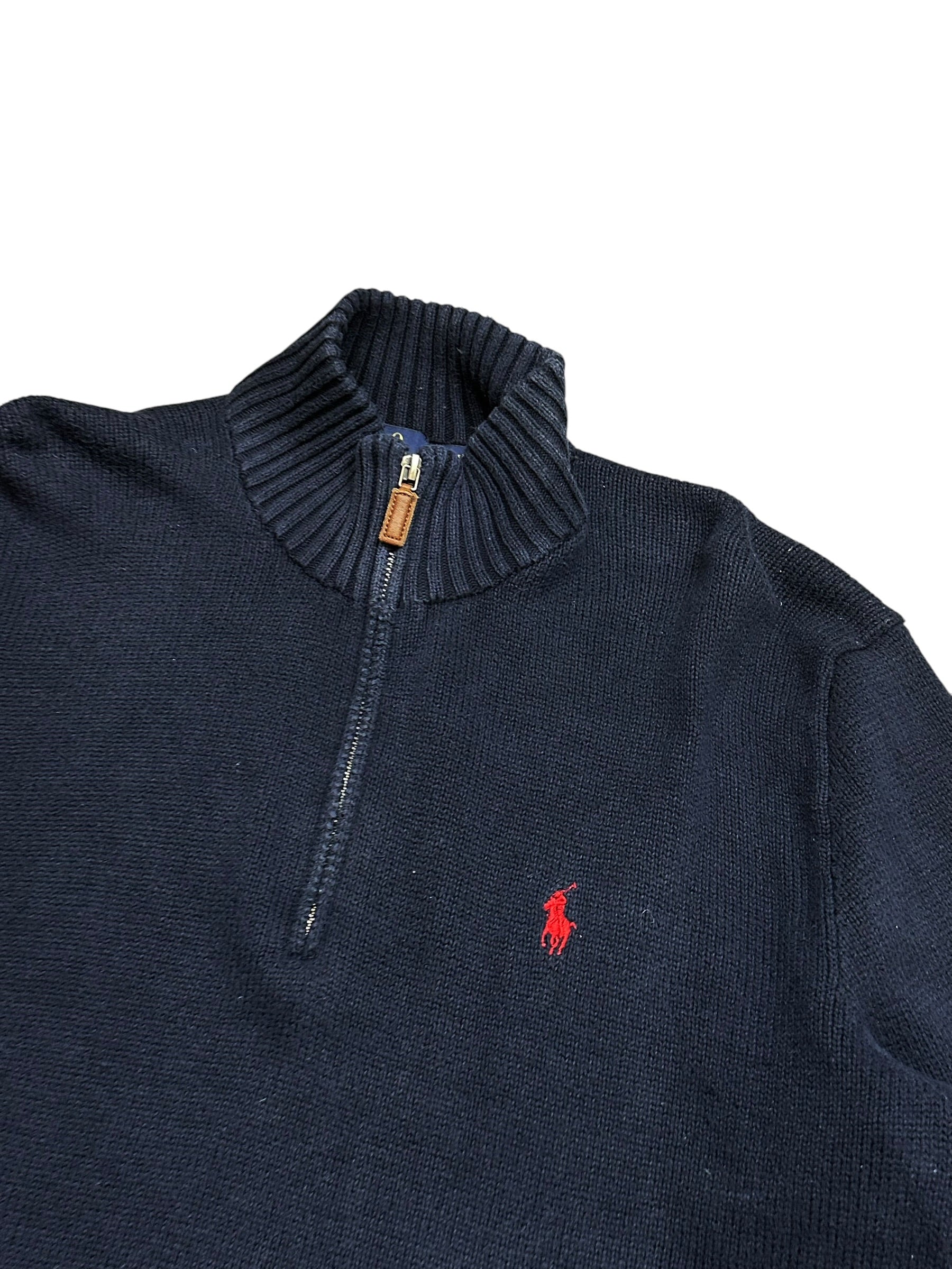 Polo Ralph Lauren Navy Quarter Zip Knit Pulover (M)