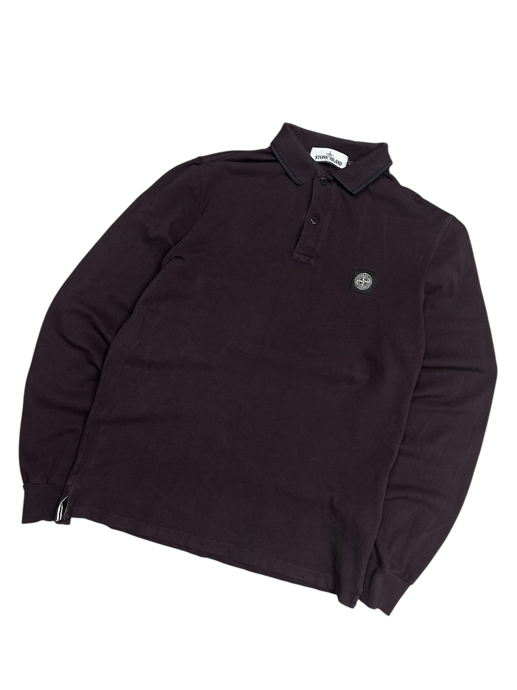 Stone Island Burgundy Long Sleeve Poloshirt (L)