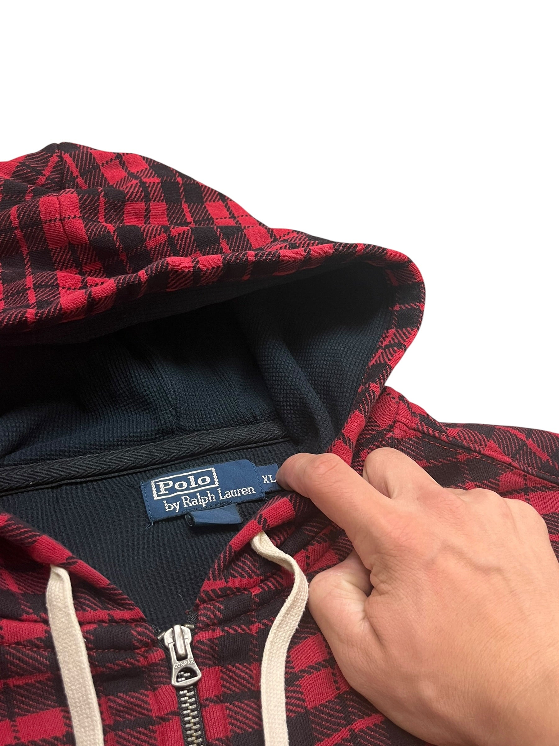 Polo Ralph Lauren Plaid Full Zip Up Hoodie (XL)