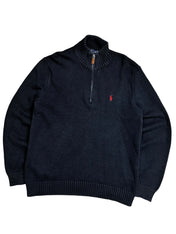 Polo Ralph Lauren Navy Quarter Zip Knit Pulover (M)
