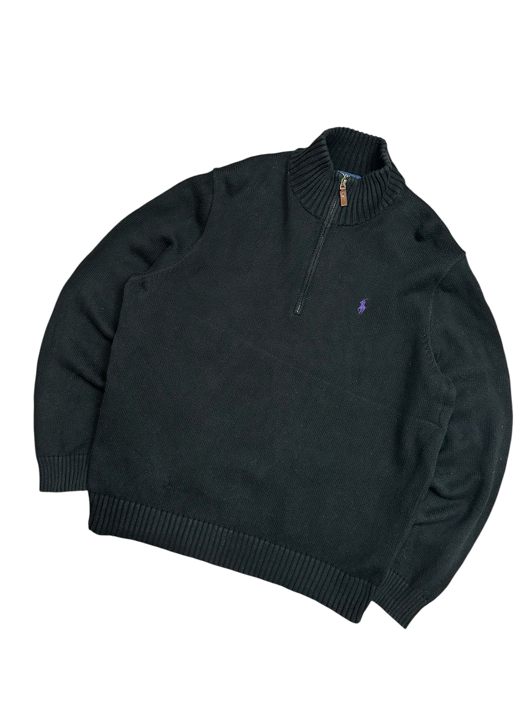 Polo Ralph Lauren Black Full Zip Knit Pulover (XL)