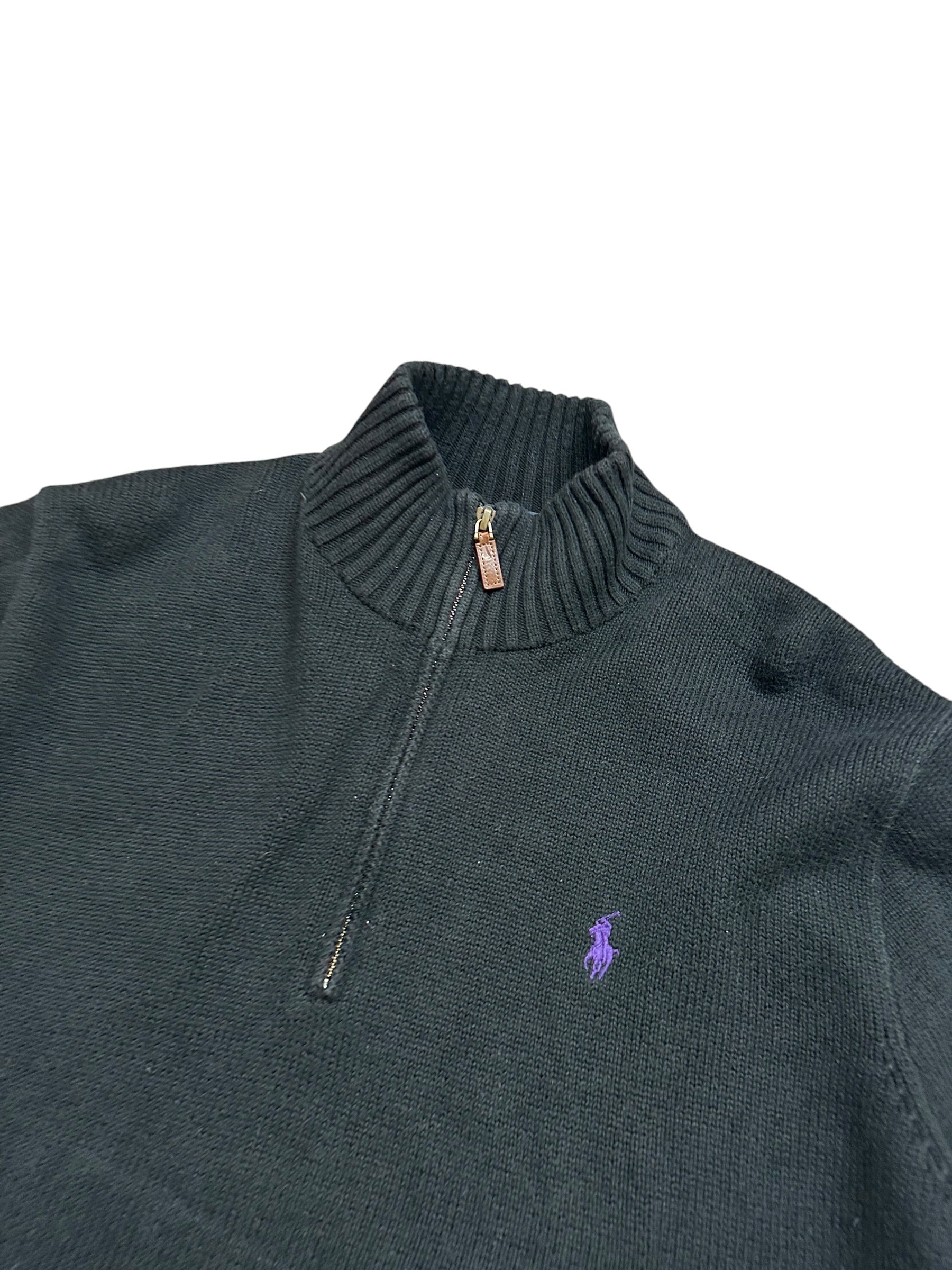Polo Ralph Lauren Black Full Zip Knit Pulover (XL)