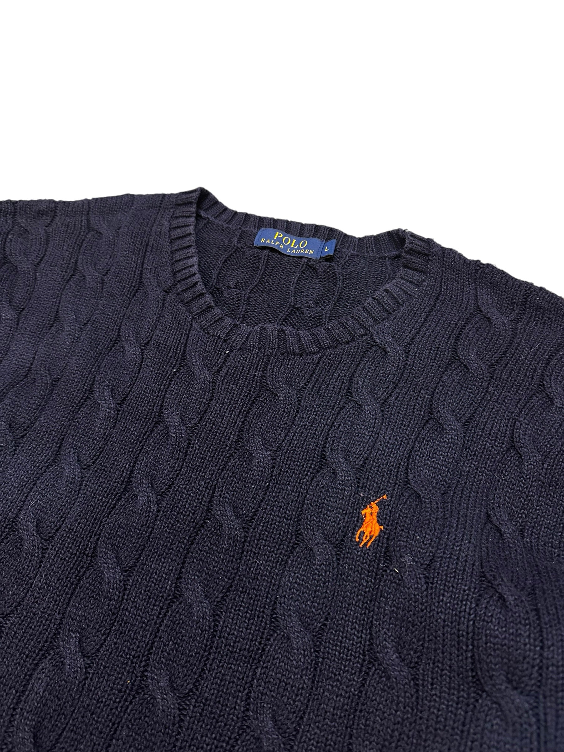 Polo Ralph Lauren Navy Cable Knit Crewneck (L)