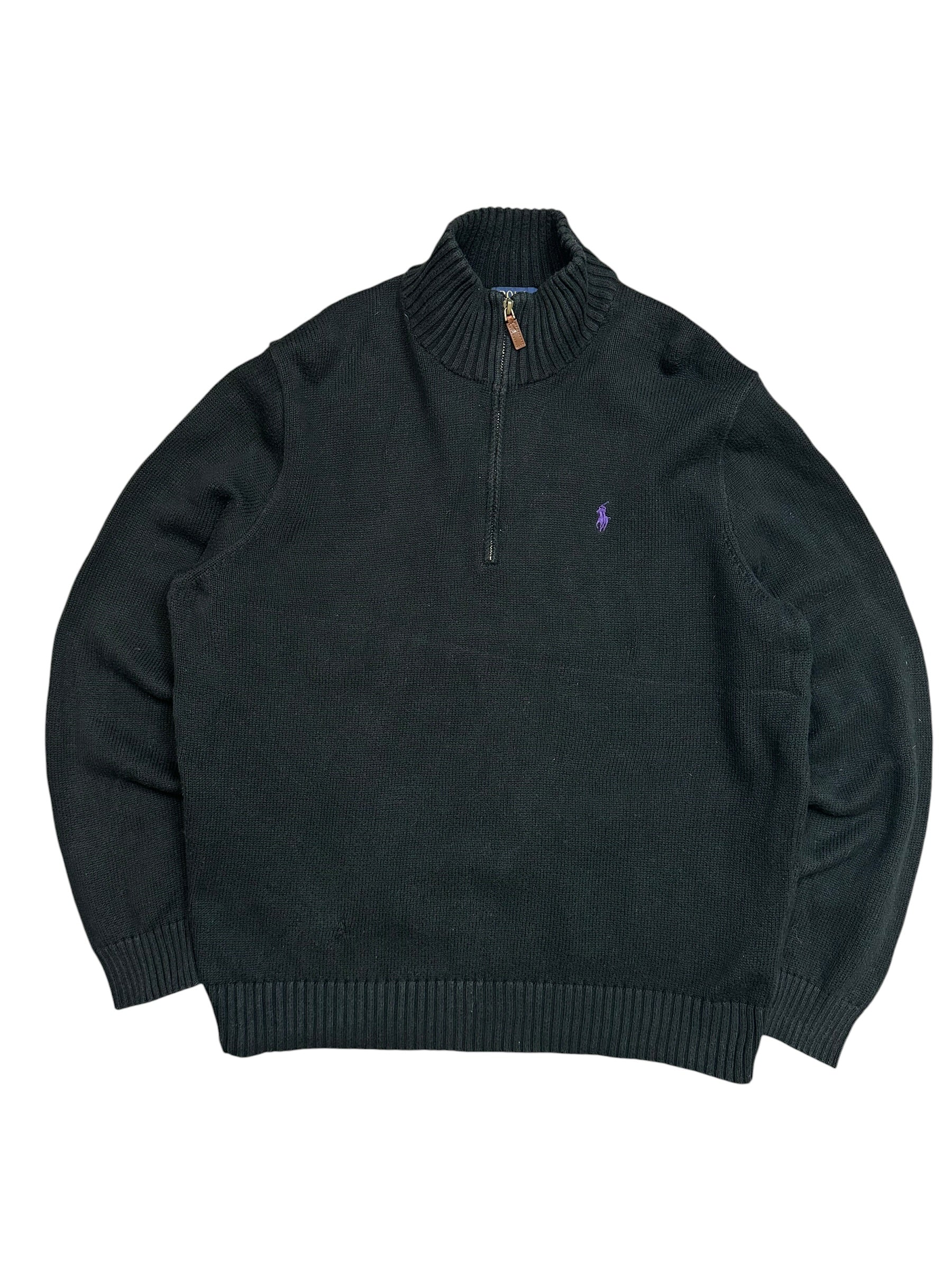 Polo Ralph Lauren Black Full Zip Knit Pulover (XL)