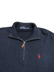 Polo Ralph Lauren Navy Quarter Zip Knit Pulover (M)