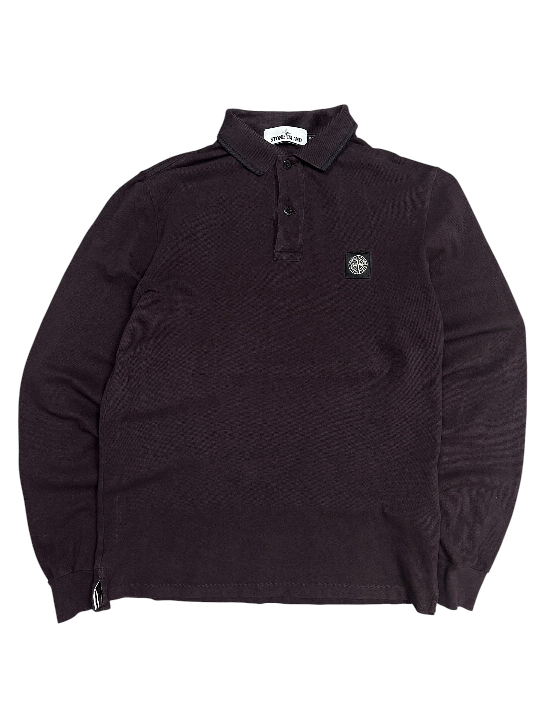 Stone Island Burgundy Long Sleeve Poloshirt (L)