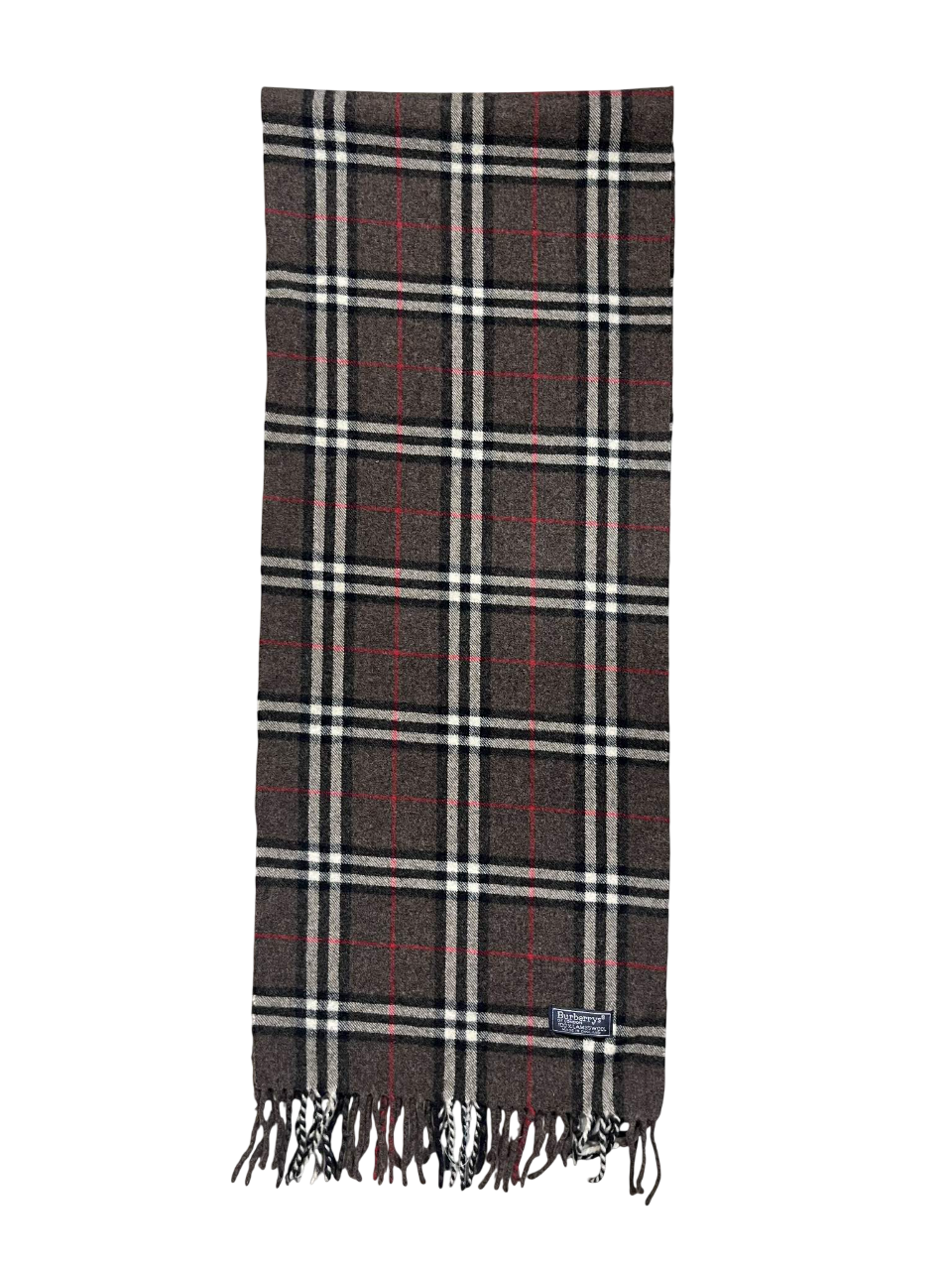 Barna kockás vintage sál rojtos végekkel, designer streetwear kiegészítő