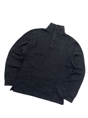 Fekete negyedujs cipzáras, hosszú ujjú vintage streetwear felső, férfi divat