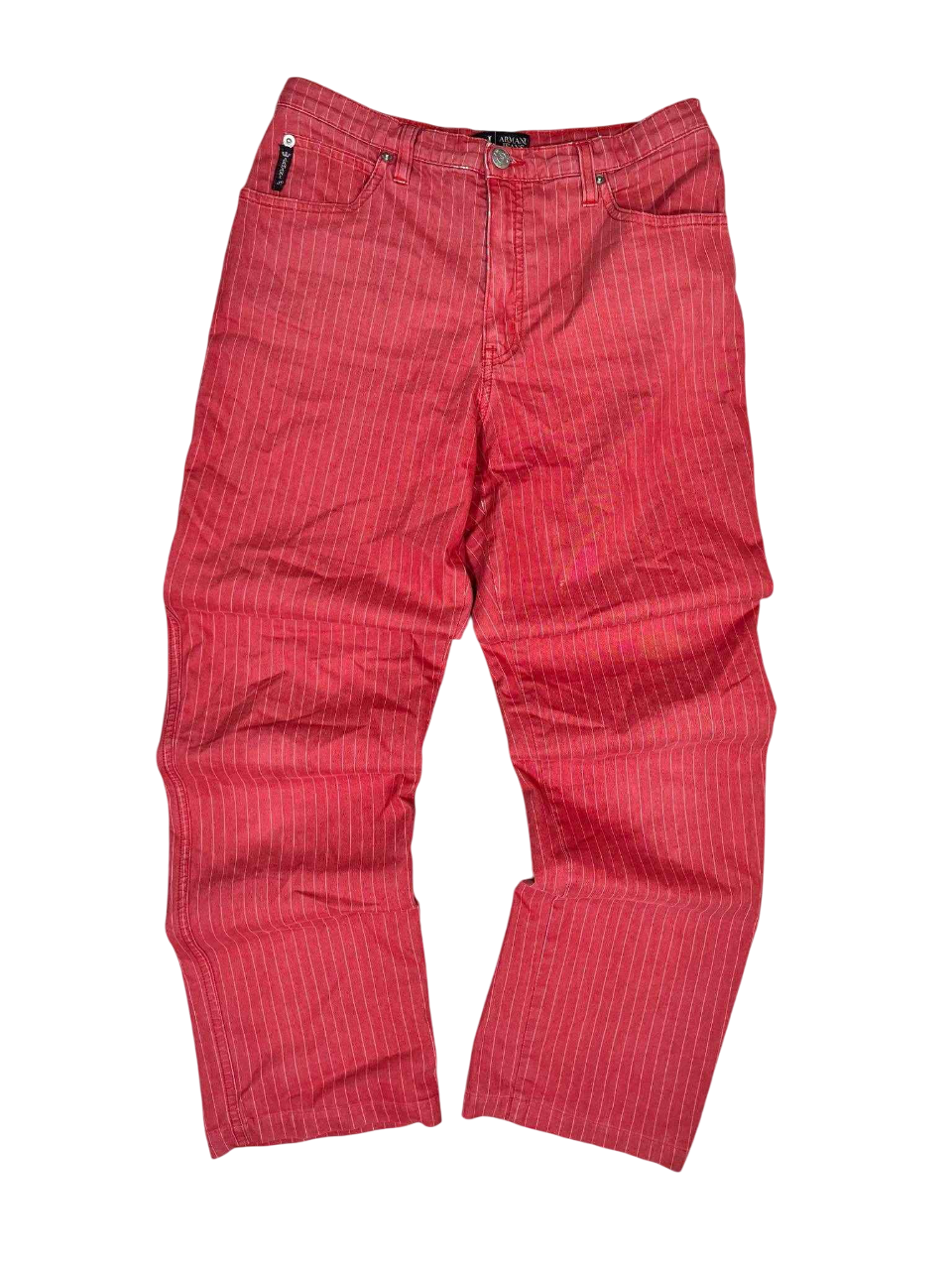 Piros csíkos vintage streetwear nadrág, klasszikus fazon, designer stílusban