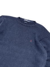 Sötétkék kötött pulóver, vintage Polo Ralph Lauren, piros hímzett logóval