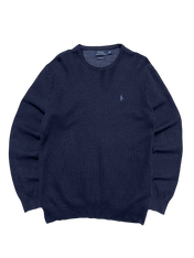 Sötétkék vintage Ralph Lauren póló hosszú ujjú streetwear stílusban, férfi pulóver