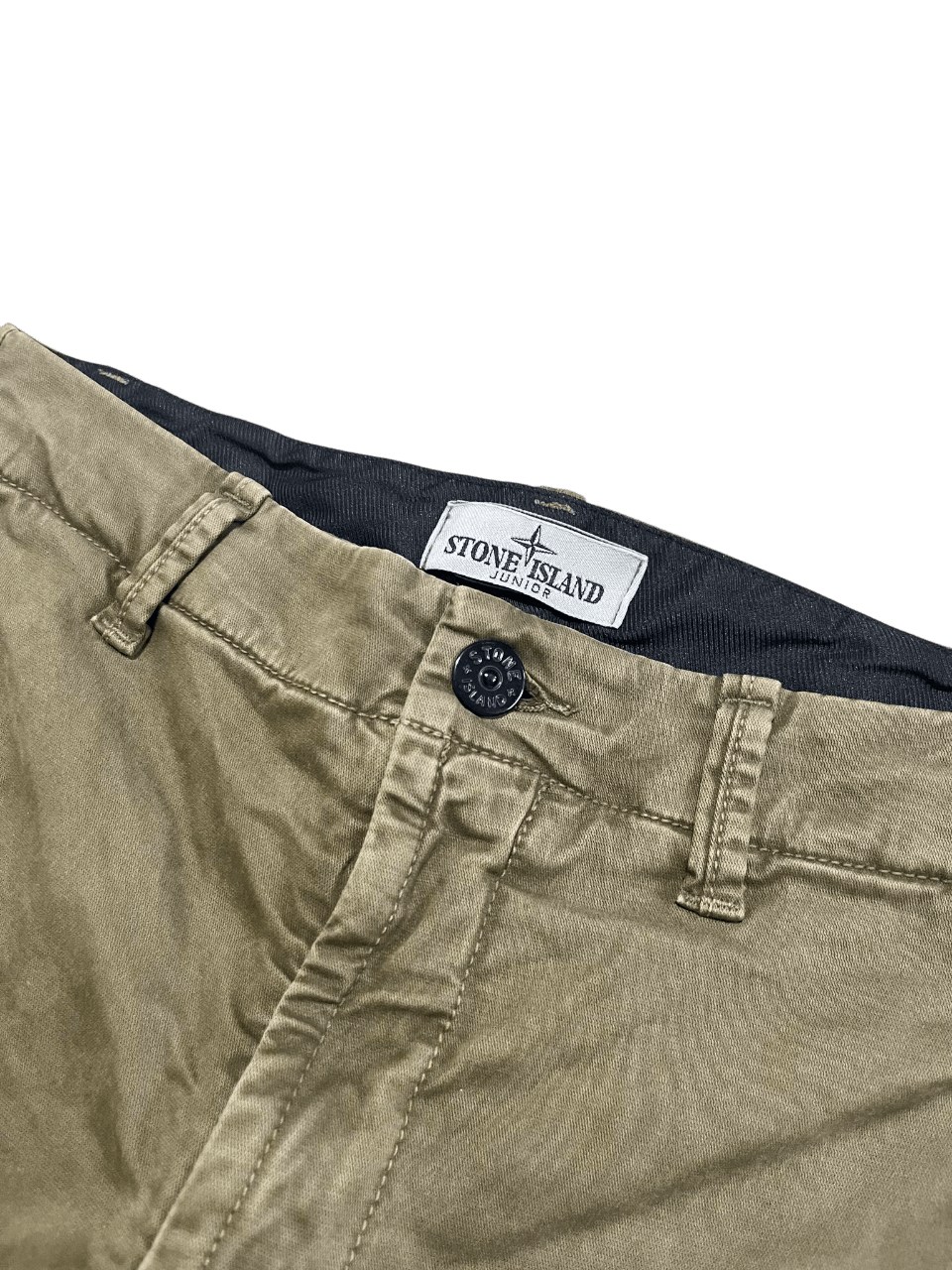 Stone Island Junior bézs streetwear nadrág övhurkokkal és gombos zárással