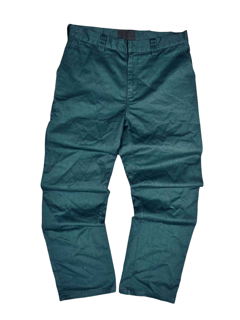 Sötétzöld vintage streetwear nadrág, egyenes szárú, derékszíjjal