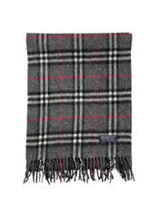 Burberrys szürke kockás vintage gyapjú sál rojtokkal, streetwear stílus