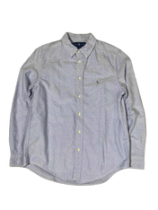 Világoskék, hosszú ujjú, galléros vintage ing gombokkal, streetwear stílus