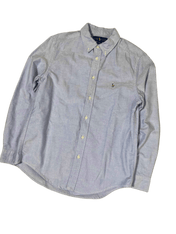 Világoskék vintage Ralph Lauren férfi ing hímzett logóval, hosszú ujjú streetwear