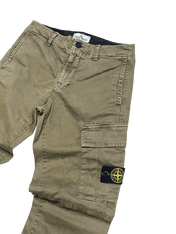 Stone Island vintage cargo nadrág, bézs színű, oldalán logós zseb, streetwear stílus