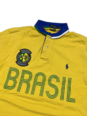Sárga Polo Ralph Lauren Brasil feliratú vintage galléros póló zöld és kék gallérral
