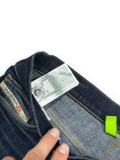 Candy Streetwear sötétkék Diesel D-Luster slim farmernadrág belső címkével és márkafelirattal