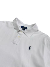 Candy Streetwear fehér Polo Ralph Lauren férfi galléros póló sötét hímzett logóval és háromgombos gombolással
