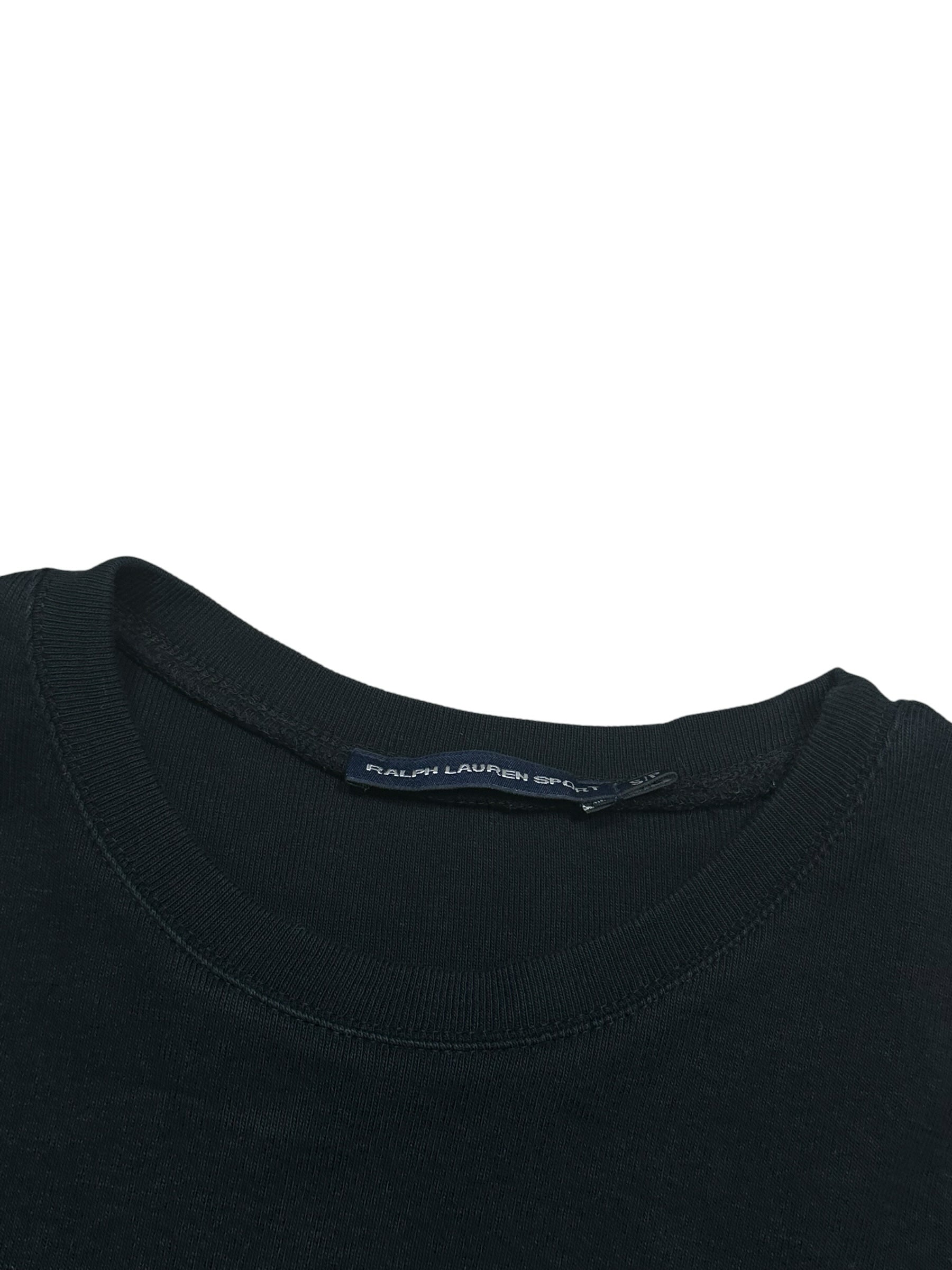 Candy Streetwear fekete Ralph Lauren Sport hosszú ujjú felső kerek nyakkivágással és márkajelzett címkével