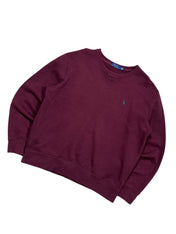 Candy Streetwear mélybordó Polo Ralph Lauren férfi pulóver kerek nyakkivágással és zöld hímzett logóval