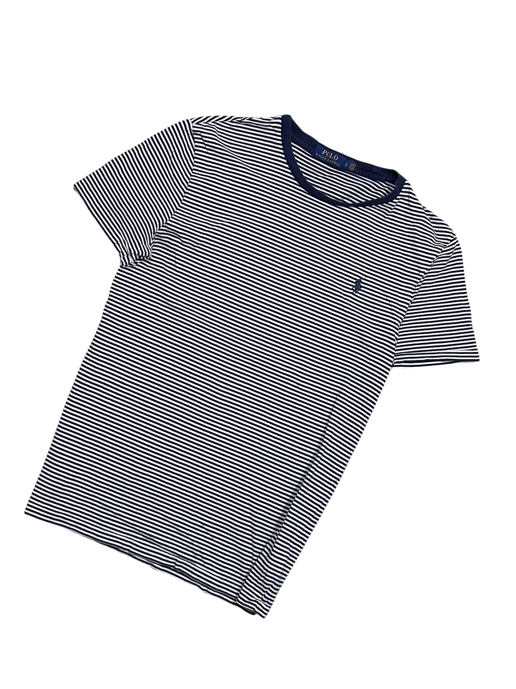 Candy Streetwear Polo Ralph Lauren sötétkék-fehér csíkos pamut férfi póló hímzett logóval