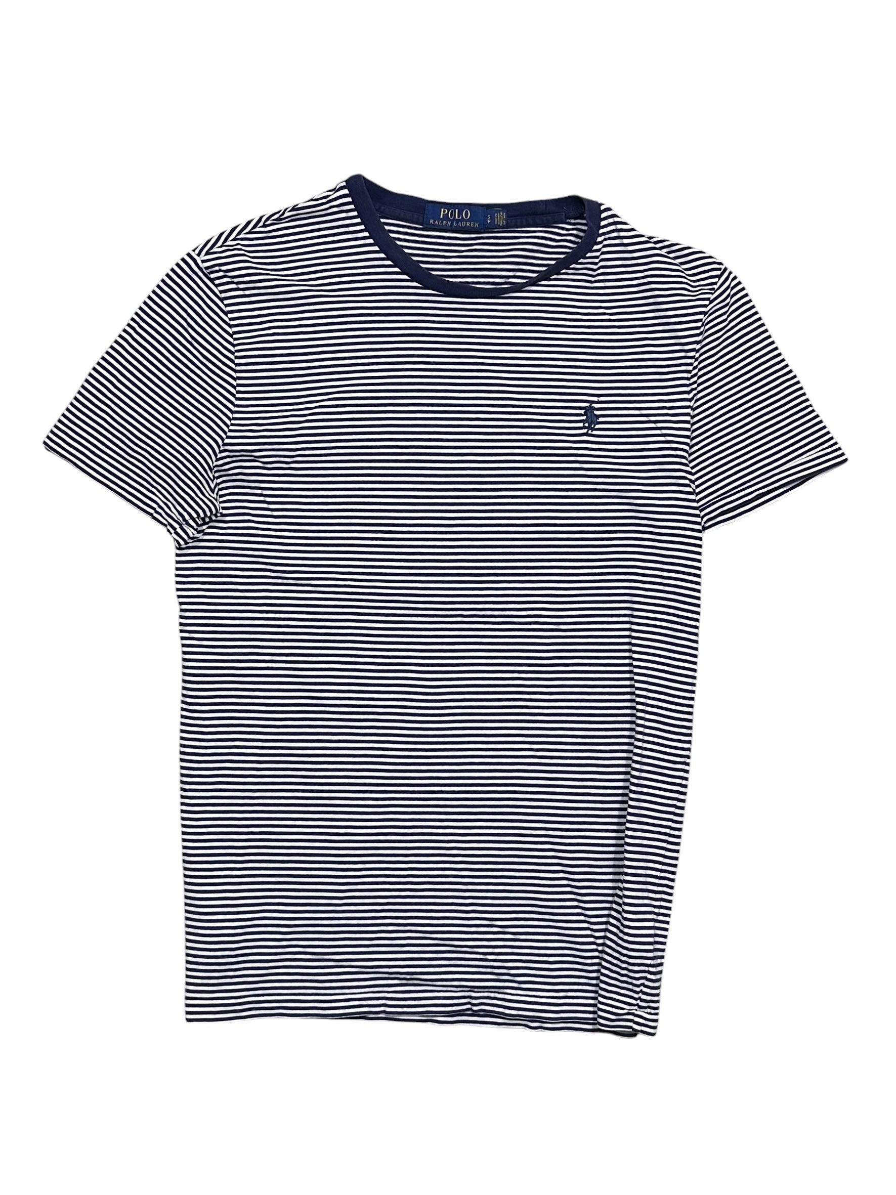 Candy Streetwear Polo Ralph Lauren sötétkék-fehér csíkos pamut férfi póló hímzett logóval