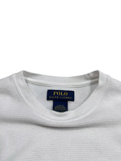 Candy Streetwear fehér Polo Ralph Lauren hosszú ujjú waffle felső kerek nyakkivágással és márkajelzéssel
