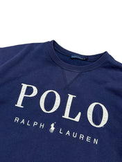Candy Streetwear sötétkék Polo Ralph Lauren pamut pulóver fehér hímzett logóval és kerek nyakkivágással