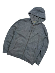 Candy Streetwear sötétszürke melírozott Polo Ralph Lauren cipzáras kapucnis pulóver hímzett logóval és oldalzsebekkel