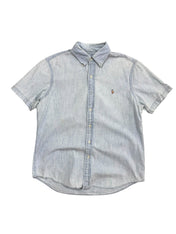Candy Streetwear világoskék, rövid ujjú Ralph Lauren farmering hímzett logóval és klasszikus gallérral