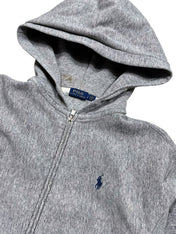 Candy Streetwear szürke melírozott Polo Ralph Lauren cipzáras kapucnis pulóver sötétkék hímzett logóval