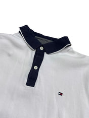 Candy Streetwear Tommy Hilfiger fehér férfi pólóing sötétkék gallérral és hímzett márkaemblémával