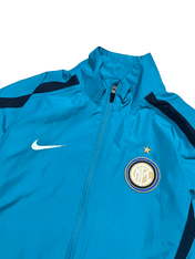 Kék Nike sportdzseki Inter Milano logóval, vintage streetwear stílusban