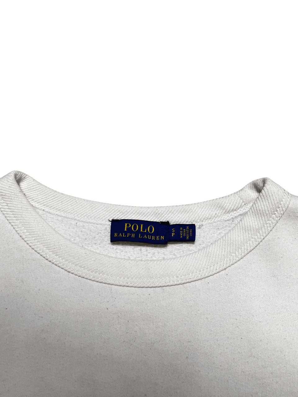 Fehér Polo Ralph Lauren streetwear póló nyakkivágás címkével, vintage stílus