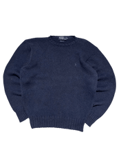 Sötétkék vintage Ralph Lauren kötött pulóver, streetwear stílus, prémium minőség